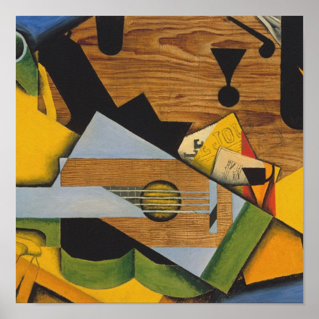 Poster Juan Gris - A Vida Continua Com Um Violão (Frente)