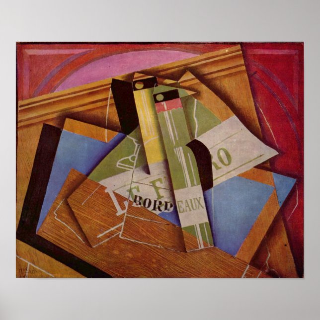 Póster Juan Gris - A Vida Estática com Bordeau Winde (Frente)