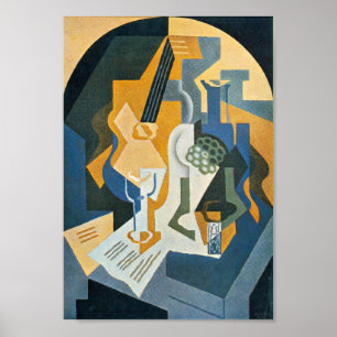 Poster Juan Gris Ainda vive com a Fruta e o Mandolin