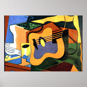 Póster Juan Gris - Guitarra e Garrafa