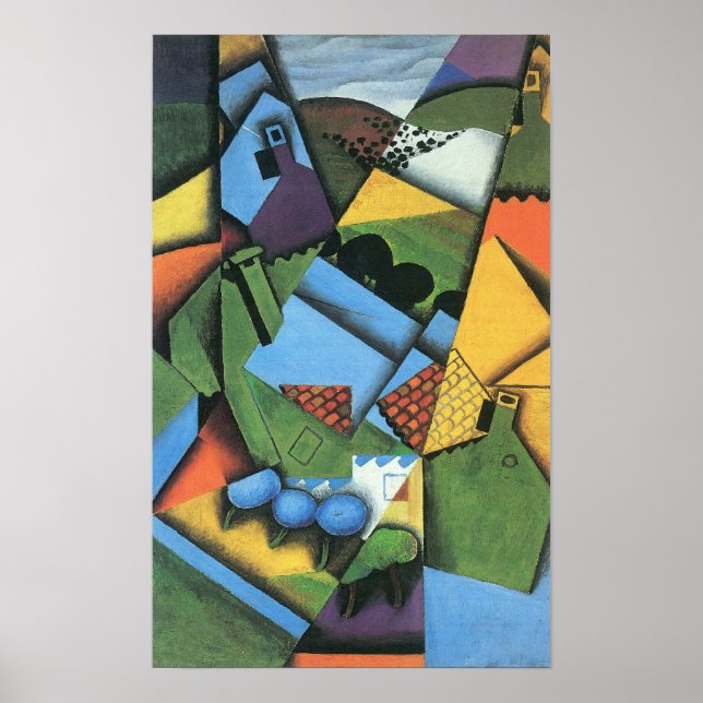 Poster Juan Gris - Paisagem com casas em Ceret (Frente)