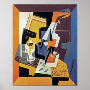 Póster Juan Gris - Violino e Copo - Arte Abstrata