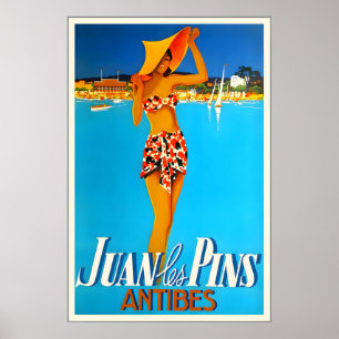 Poster Juan Les Pins Antibes Cote D'Azur Riviera Francesa