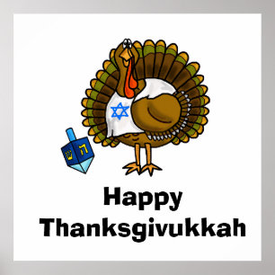 Poster judaico feliz de Thanksgivukkah Turquia