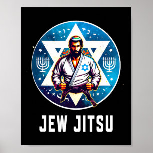 Poster Judeu Judeu Jitsu Funny Hanukkah Rabbi Karate Chan
