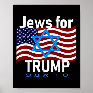 Poster Judeus Pela Trump American Flag Star De David Hebr