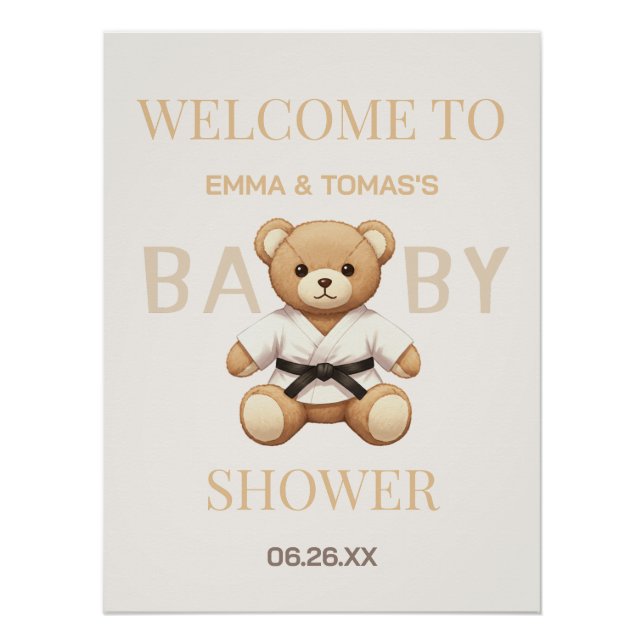 Póster Judo Black Belt Bear Baby Shower Collection  (Frente)