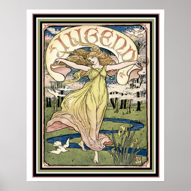 Póster Jugend Art Nouveau Cobrir 16 x 20 (Frente)