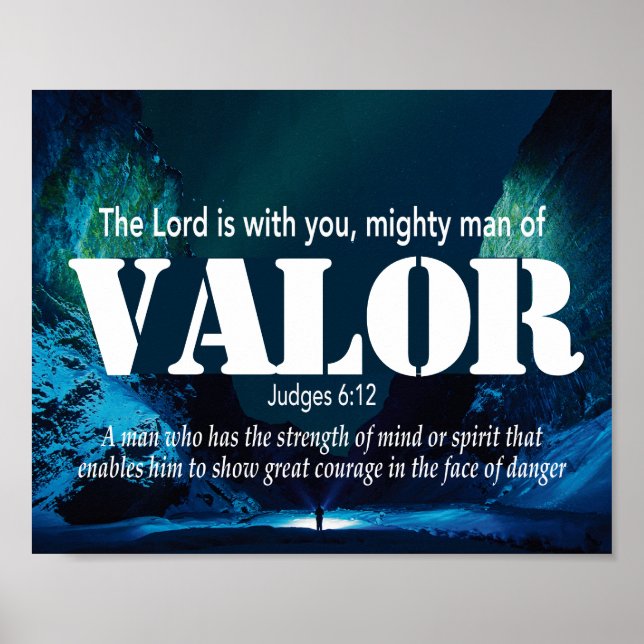 Poster Juízes 6:12 VALOR Mighty Man Christian (Frente)