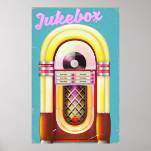 Póster Jukebox da música do vintage