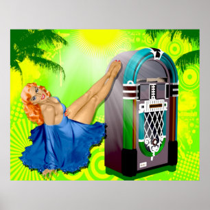 Póster Jukebox do vintage
