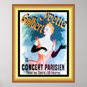 Poster Jules Cheret ~ Art Nouveau ~ Yvette Guilbert ~ Po