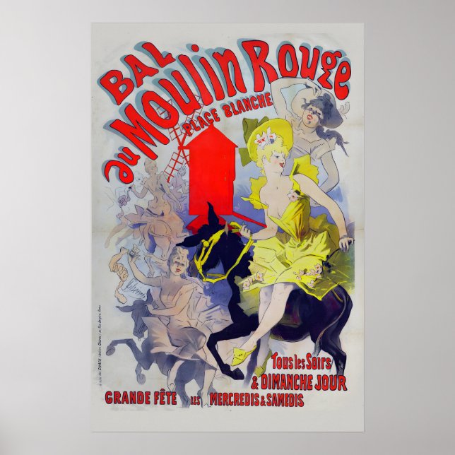 Poster Jules Cheret - Bal Au Moulin Rouge Década de 1890  (Frente)