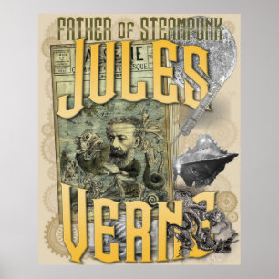 Poster Jules Verne Pai de Steampunk