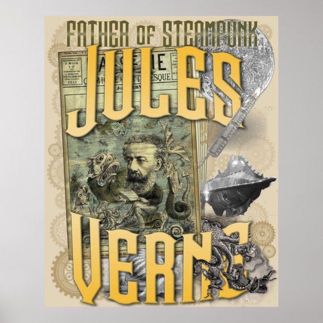 Poster Jules Verne Pai de Steampunk (Frente)