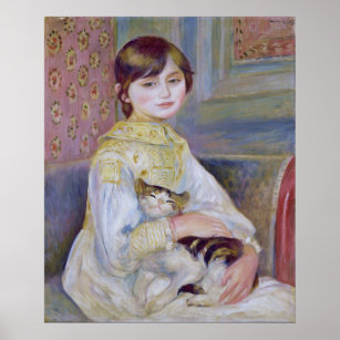 Poster Julie Manet com Cat por Renoir - Belas Artes