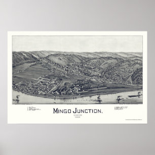 Poster Junção de Mingo, mapa panorâmico do OH - 1895