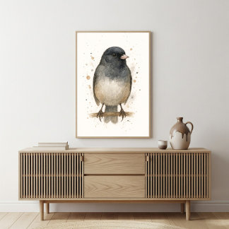 Poster Junco Watercolor - Woodland Bird Art