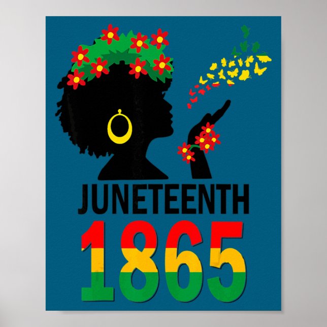 Poster Juneteenth mulheres meninas crianças bandeira 1865 (Frente)