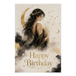 Póster Jungfrau Happy Birthday Aquarell Design