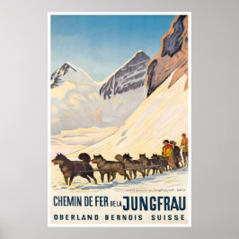 Poster Jungfrau Suíça Arte Trenó de Cães Alpes Berneses
