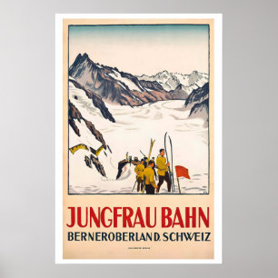 Poster Jungfraubahn Oberland Bernês Suíça Vintage