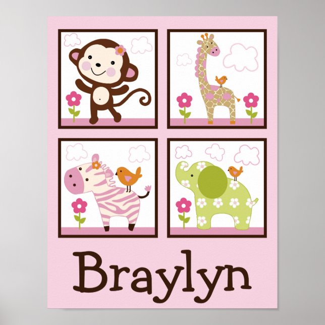 Poster Jungle Jill/Girl Animais Personalizados para Poste (Frente)