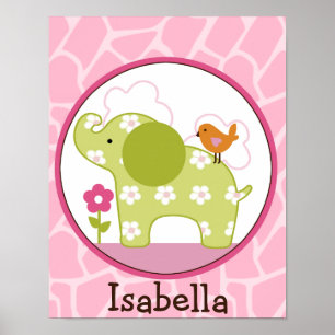 Poster Jungle Jill/Girl Elephant Personalization Art Post