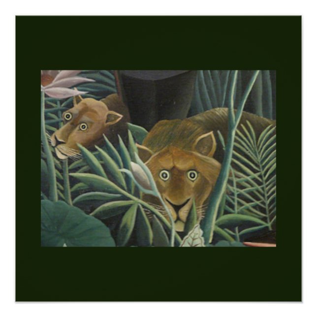 Póster Jungle Lions FolArt de Rousseau (Frente)
