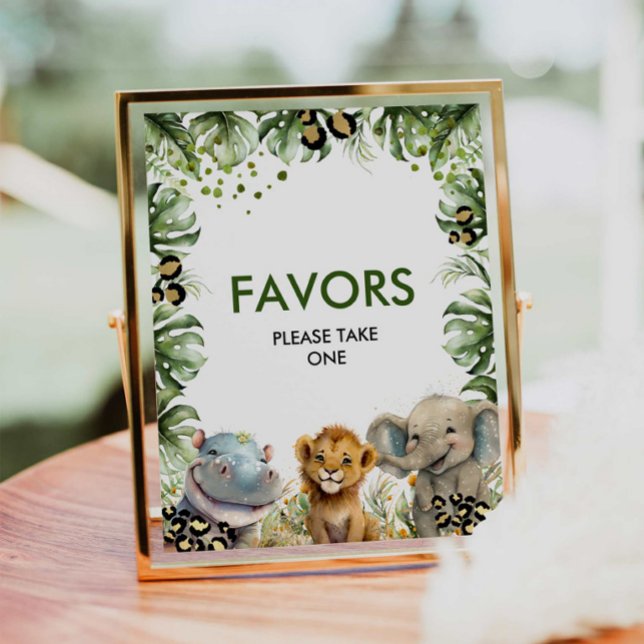 Poster Jungle Safari Favorece Sinal do Partido (Jungle Themed Baby Shower Favor Sign)