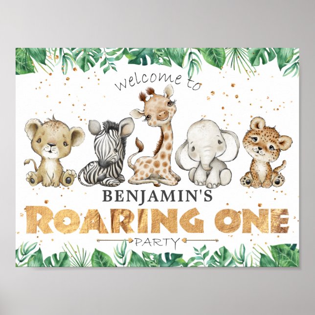 Poster Jungle Safari Roaring Um Partido primeiro aniversa (Frente)