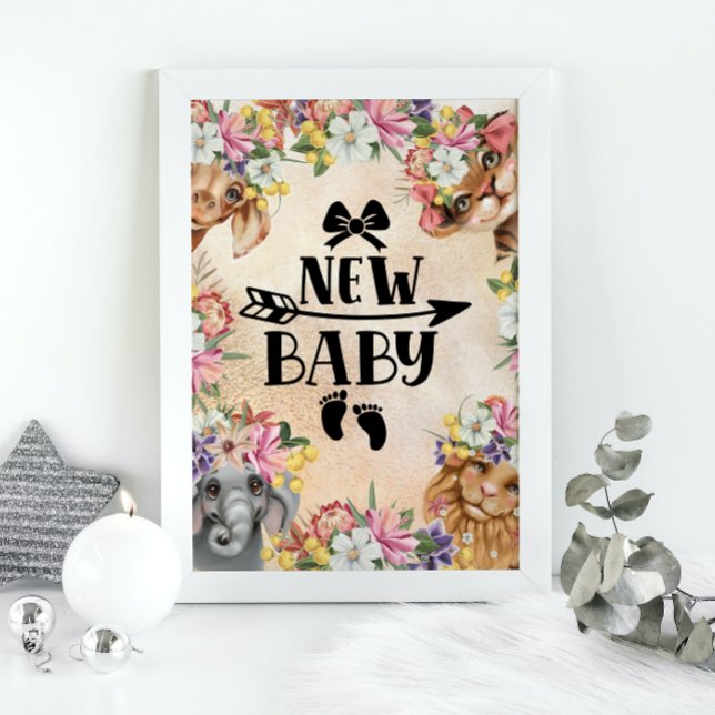 Poster Jungle Safari wildone baby shower aquarela Dourado (Criador carregado)