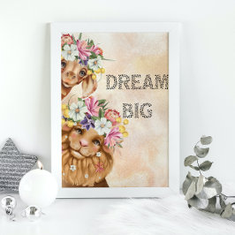 Poster Jungle Safari wildone chá de bebê aquarela  Dourad