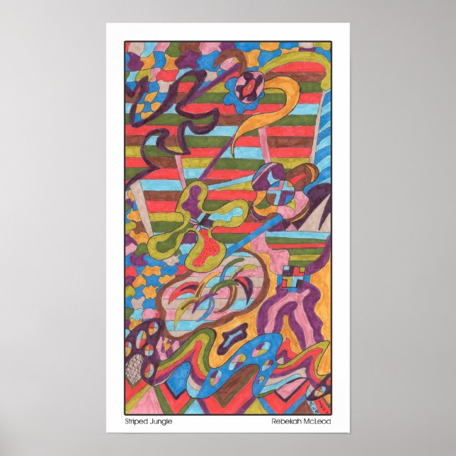 Poster "Jungle Stripes I" Abstrato Art (Frente)