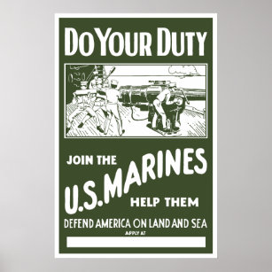 Póster Junte-se aos fuzileiros navais dos EUA — WW2