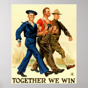 Poster Junto nós ganhamos a guerra mundial 1. do vintage