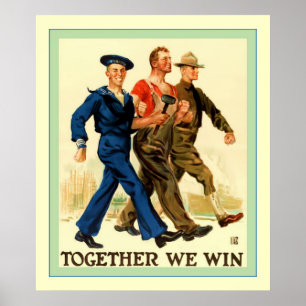 Poster Junto nós ganhamos a guerra mundial 1 do vintage