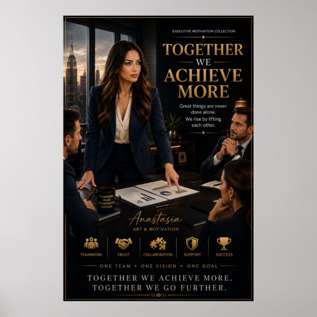 Poster Juntos Alcançamos Mais – Motivação para Trabalho e (Frente)
