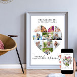 Poster Juntos, Colagem de Fotos Personalizada do Coração<br><div class="desc">Crie o seu próprio poster personalizado com 11 das suas fotografias favoritas e o(s) seu(s) nome(s) de família. O modelo de foto é configurado para criar uma colagem de fotos na forma de um coração amoroso, exibindo suas fotos em uma mistura de formatos quadrados, retratos e paisagens. Carregue suas fotos...</div>