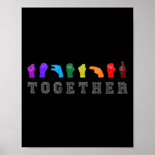Poster Juntos com sinais de ASL: Manuais LGBT