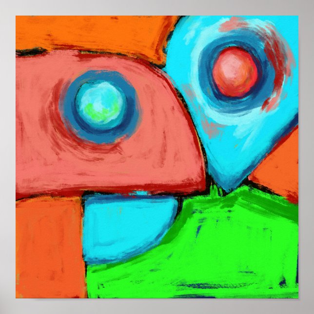 Poster Juntos, uma pintura original abstrata digital (Frente)
