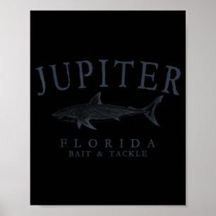 Poster Júpiter Flórida tubarão vintage ardósia de pesca