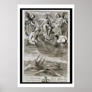Póster Jupiter molda uma tempestade em cima do oceano,