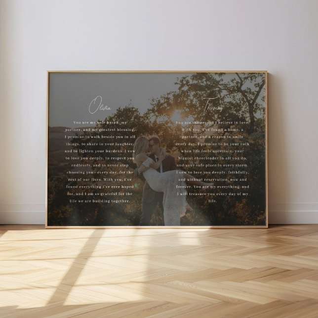 Poster Juramento de Casamento em Letra Moderna Personaliz (Criador carregado)