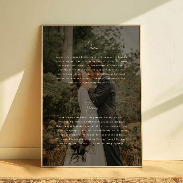 Poster Juramento de Casamento Personalizado com Foto em L (Criador carregado)