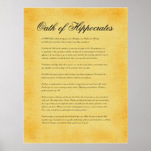 Póster Juramento de Hippocrates, olhar do pergaminho das