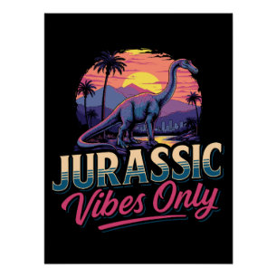 Póster Jurássico Apenas Dinossauro Retro Sunset