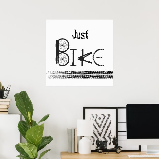 Poster "Just Bike" Graffiti from Bike Parts & Tire Tracks (Escritório em casa)