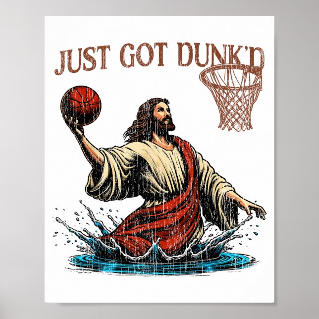 Poster Just Got Dunked Funny Baptism Jesus Christian Bask (Frente)