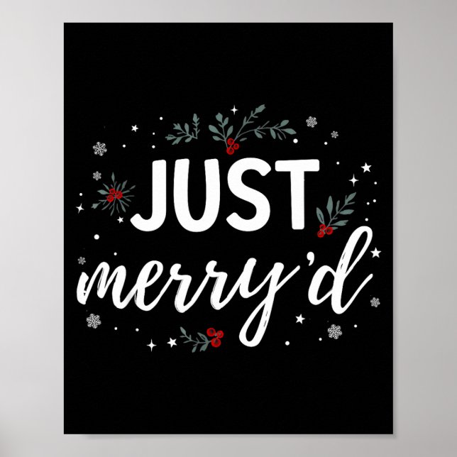 Poster Just Merry'd Matching Christmas Wedding Party Marr (Frente)